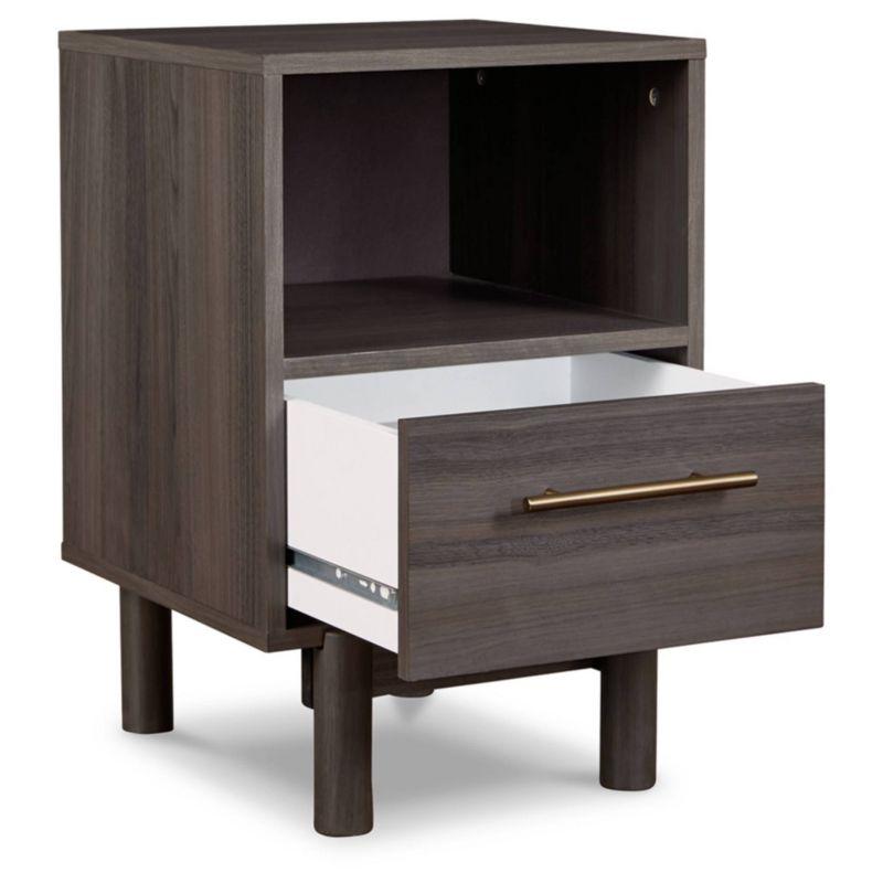 Gray Modern 1-Drawer Nightstand with Gold Handle