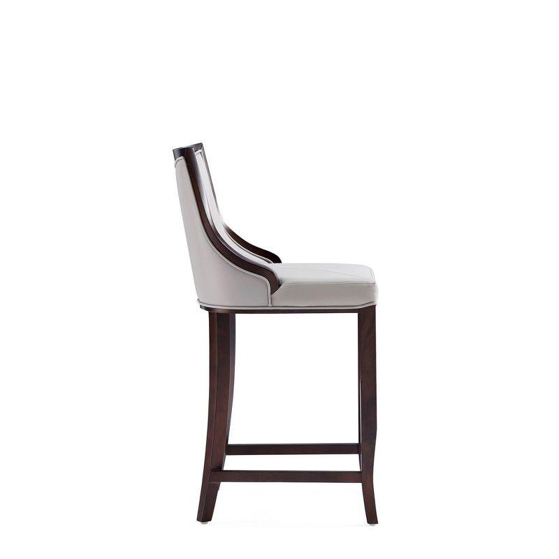 Manhattan Comfort Set of 3 Emperor Upholstered Beech Wood Faux Leather Barstools Light Gray: Semi-Gloss Finish, Foam Padded