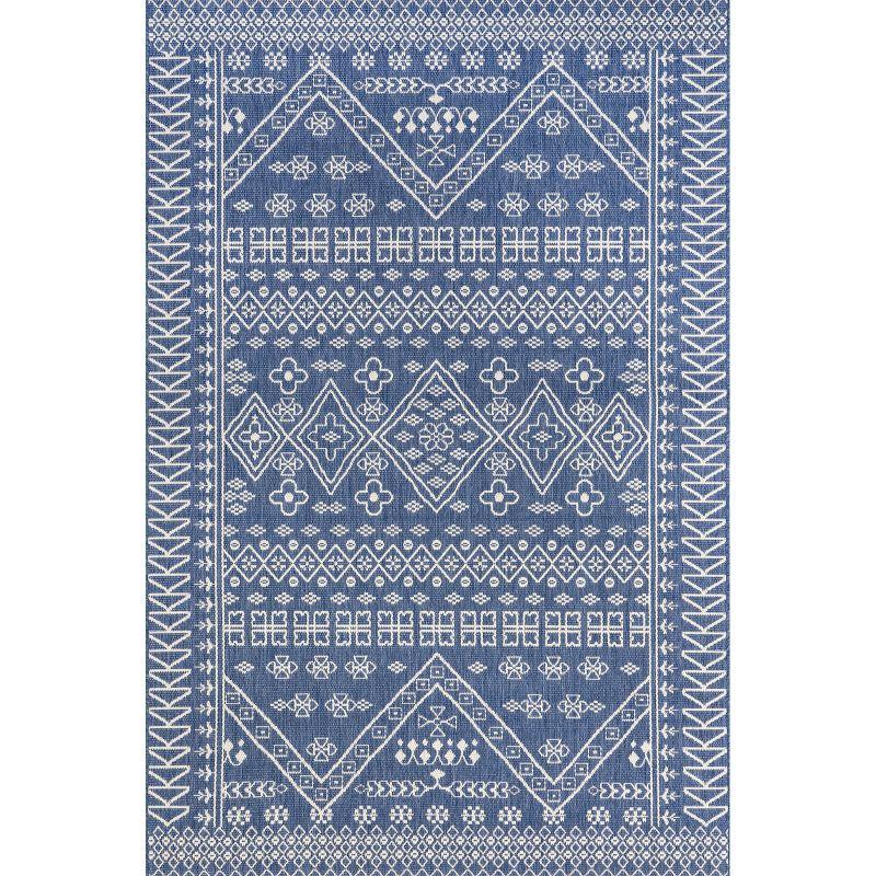 Nuloom Kandace Geometric 4x6 Indoor/Outdoor Area Rug for Living Room Patio Deck Front Porch Kitchen, Blue/Ivory