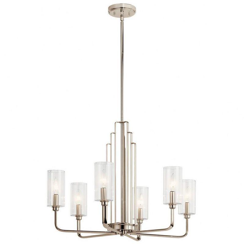 Kimrose™ 6 Light Chandelier with Clear Fluted Glass Brushed Natural Brass