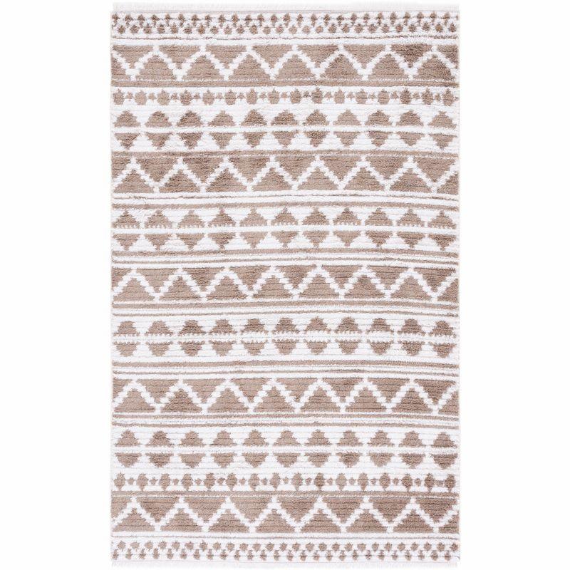 Taupe and Ivory 8' x 10' Flat Woven Synthetic Area Rug