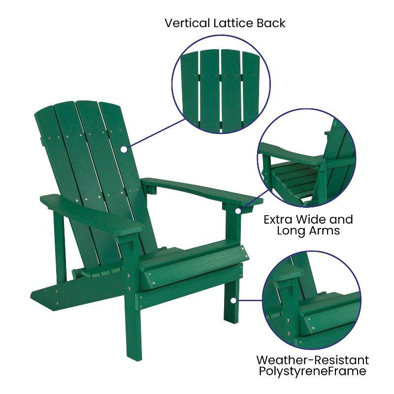 Flash Furniture Set of 2 Charlestown All-Weather Poly Resin Wood Adirondack Chairs