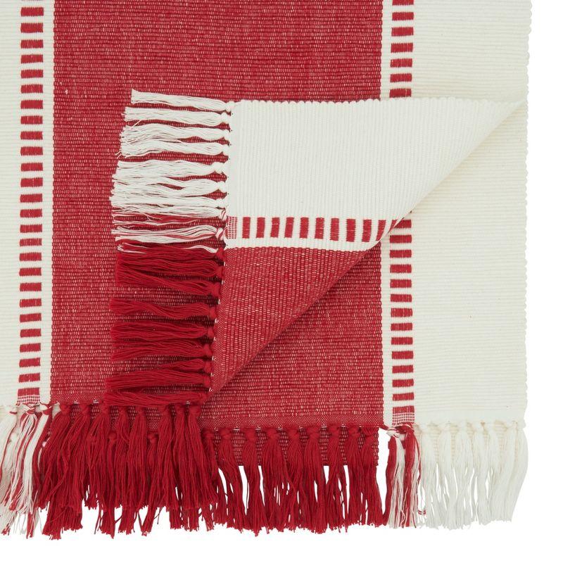 Red Cotton Striped Design Table Runner, 16 x 72 in