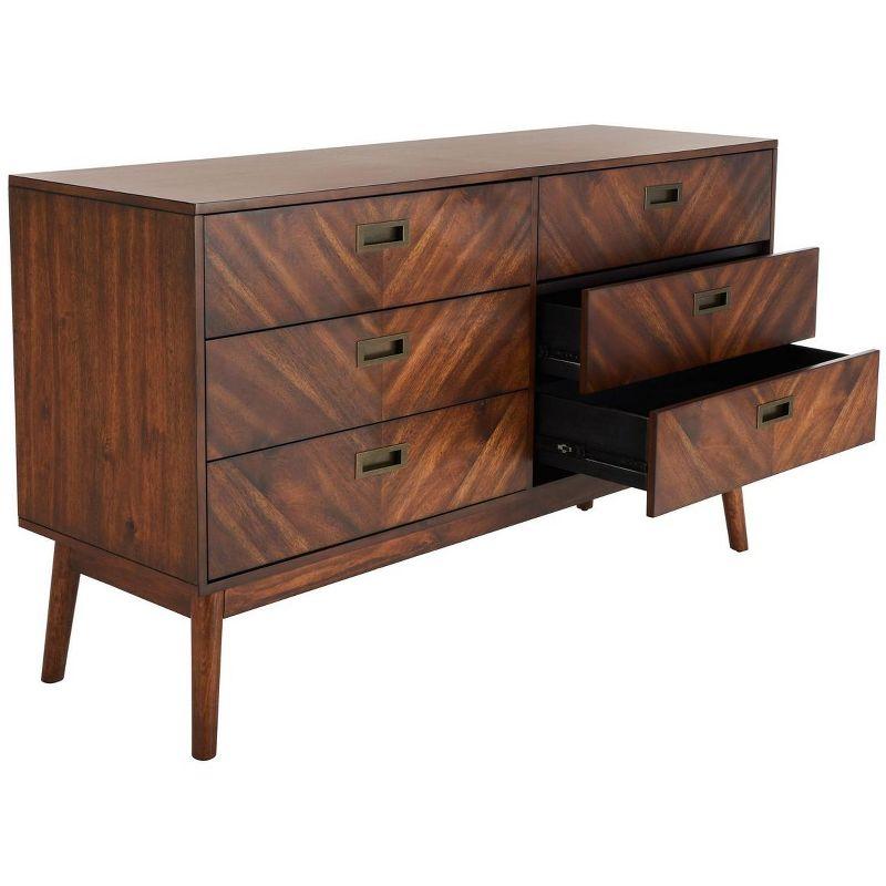 Donald 6 Drawer Mid-Centry Dresser - SFV2110 - Dark Walnut - Safavieh Couture