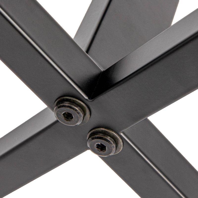 Harper Metal Bench with Boucle Upholstered Cushion, Cream and Black