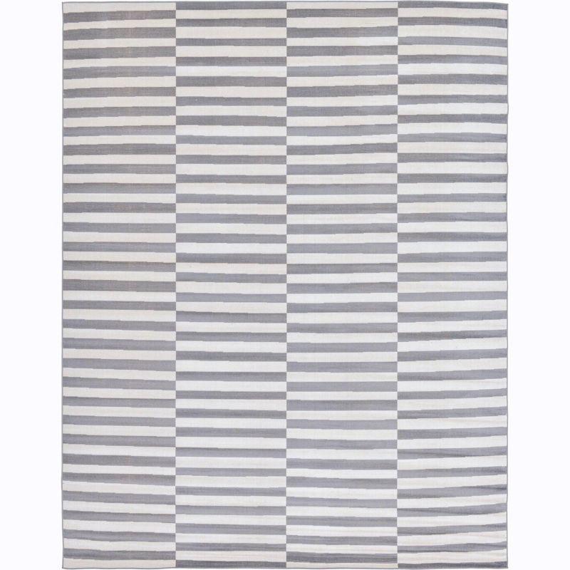 Unique Loom Williamsburg Collection Area Rug - Striped (10'  x 13' 1" Rectangle Dark Gray/Ivory)