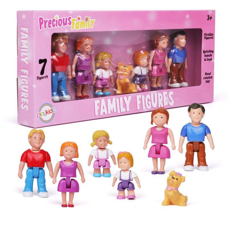 Playkidz 7-Piece Colorful Family Dollhouse Figures Set