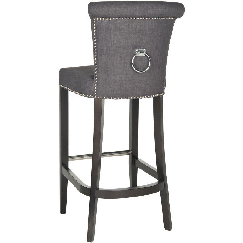 Charcoal Linen Weave 44" Transitional Birch Bar Stool