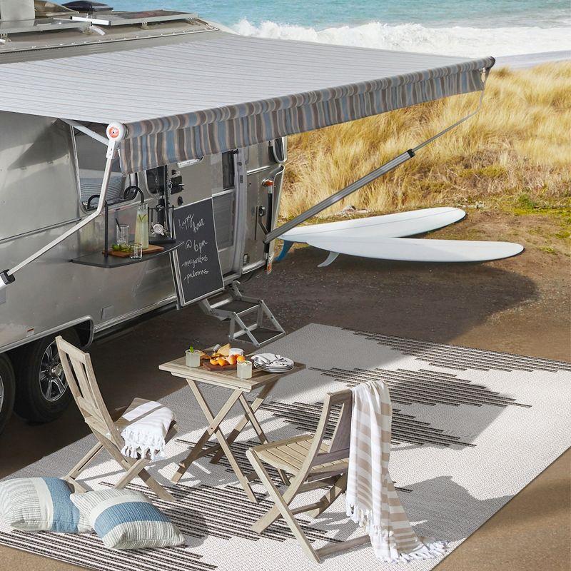 8' x 10' Vinales Diamond Stripe Indoor/Outdoor Area Rug, Light Gray/Black - JONATHAN Y