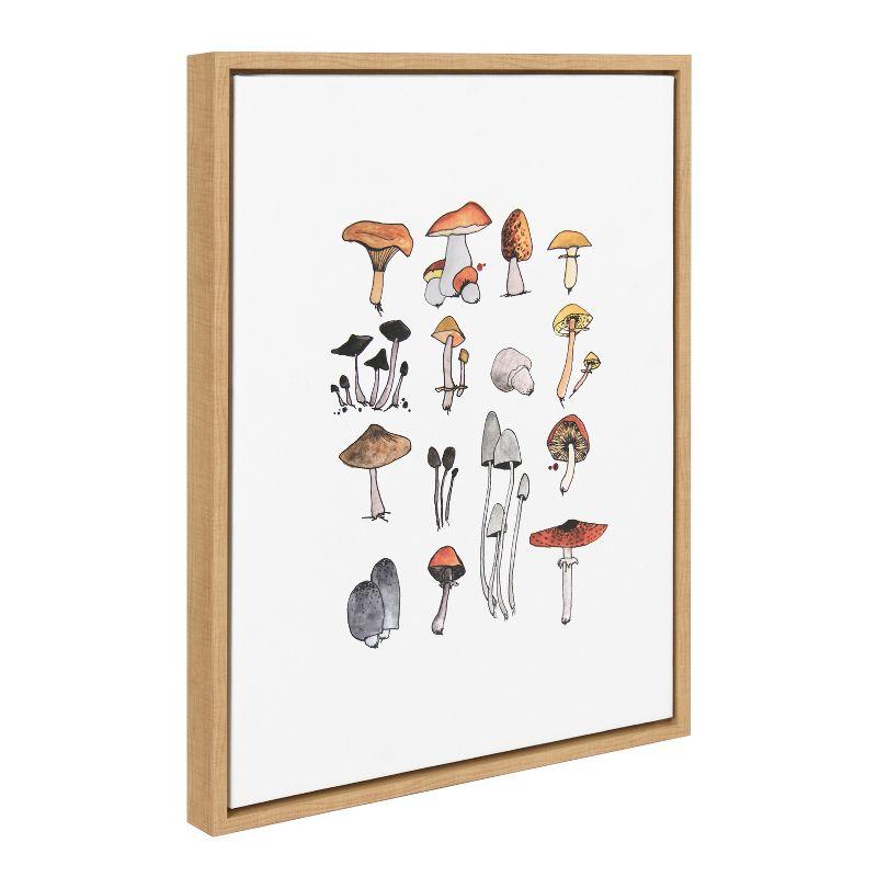 Kate and Laurel Sylvie Group of Mushrooms Framed Canvas by Viola Kreczmer, 18x24, Natural