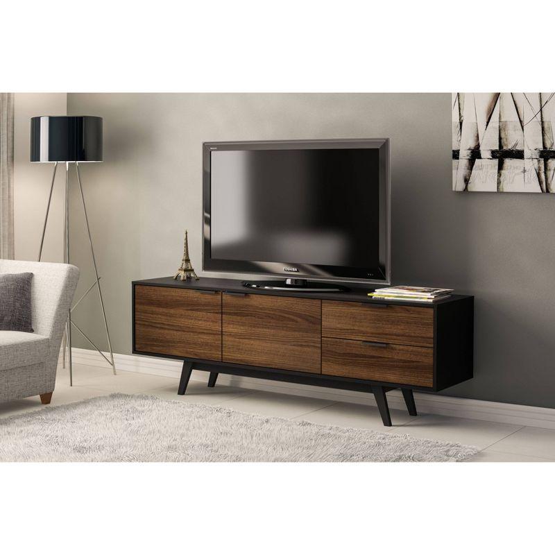 Laos TV Stand for TVs up to 78" Dark Brown/Black - Polifurniture: Entertainment Center with Storage Drawer