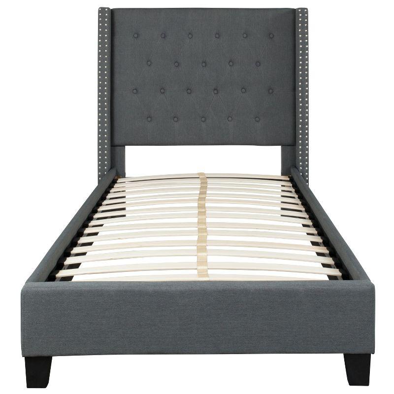 Flash Furniture Riverdale Twin Size Tufted Upholstered Platform Bed in Dark Gray Fabric