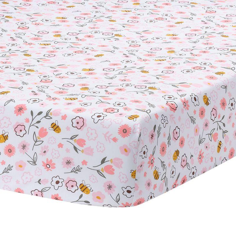 Lambs & Ivy Little Garden 3-Piece Embroidered Floral Baby Crib Bedding Set