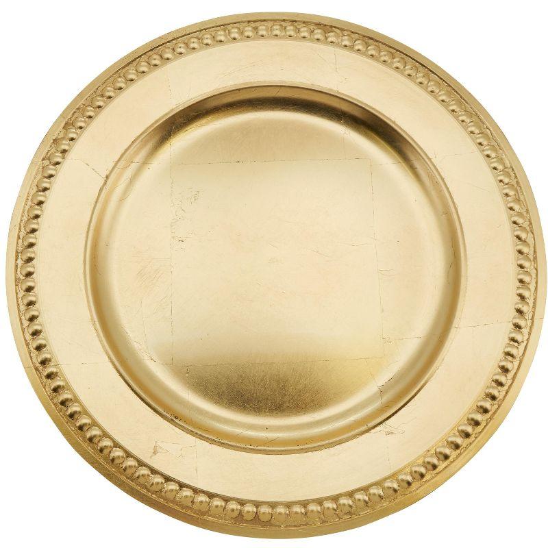 Saro Lifestyle Dots Design Charger Plate (Set of 4), Gold, 14" Round