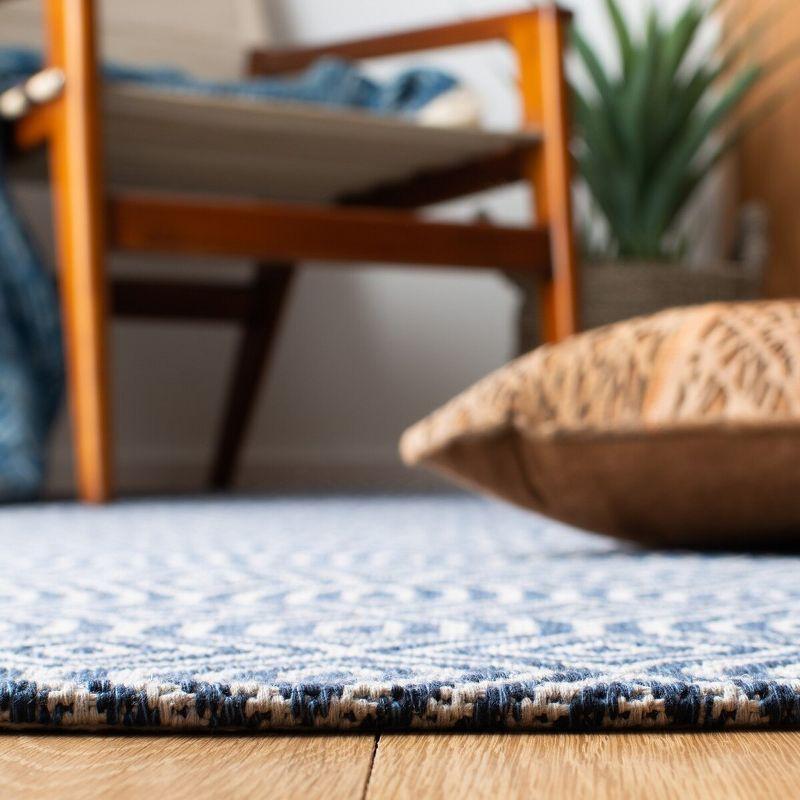 Blue and Grey Flat Woven Wool Cotton Runner Rug