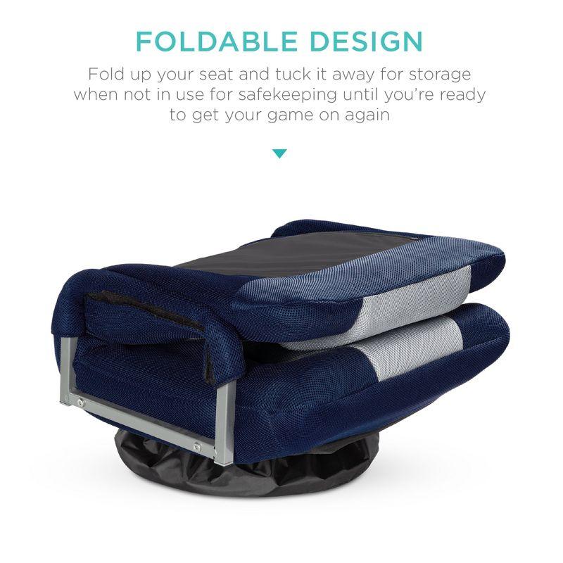 Best Choice Products 360-Degree Swivel Gaming Floor Chair w/ Armrest Handles, Foldable Adjustable Backrest - Blue/Gray