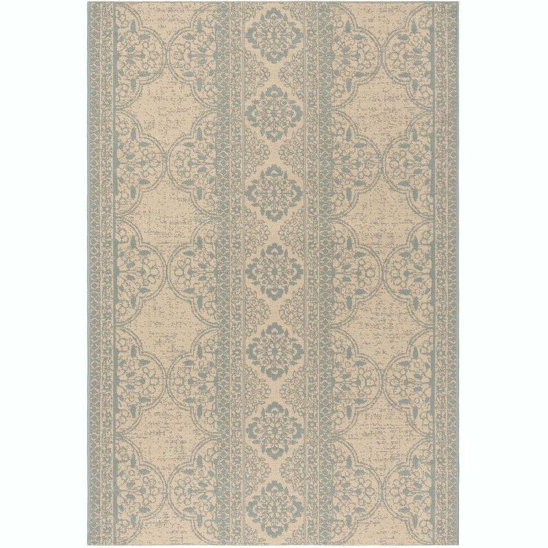 Aqua Cream Bliss 8' x 10' Reversible Flat Woven Area Rug