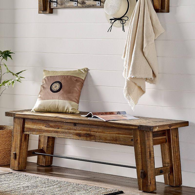 Durango Wood Entryway/Dining Bench Dark Brown - Alaterre Furniture: Industrial Accent, 60" Long
