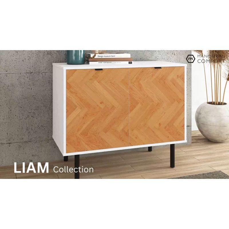 Manhattan Comfort Liam Mid - Century Modern 4 Shelf Sideboard Black/Brown