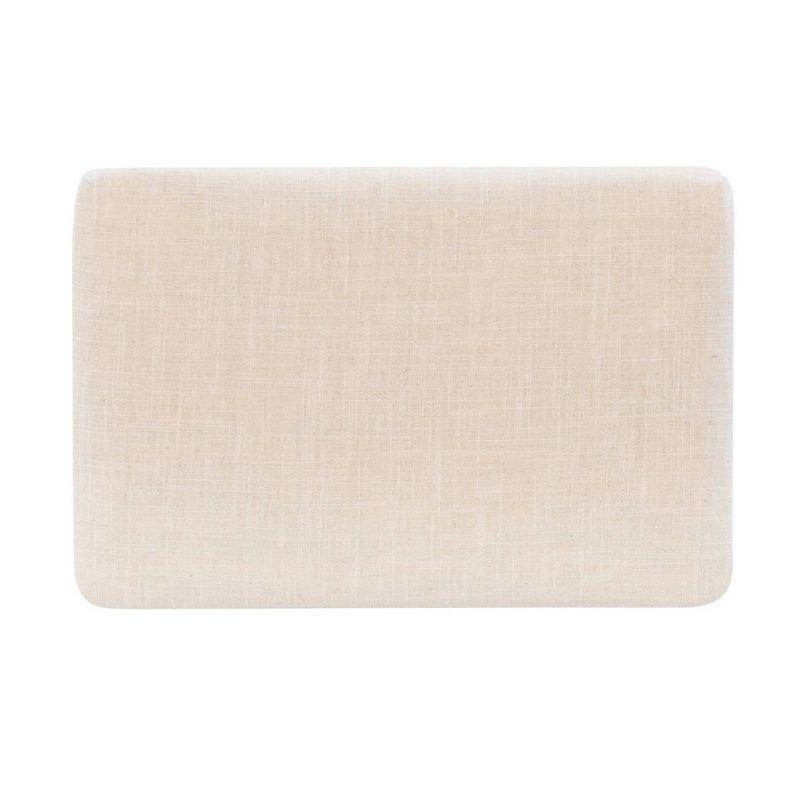 Claridge Backless Nailhead Saddle Acacia Counter Height Barstool Natural - Linon: Chic Beige Linen Seat, Rubberwood