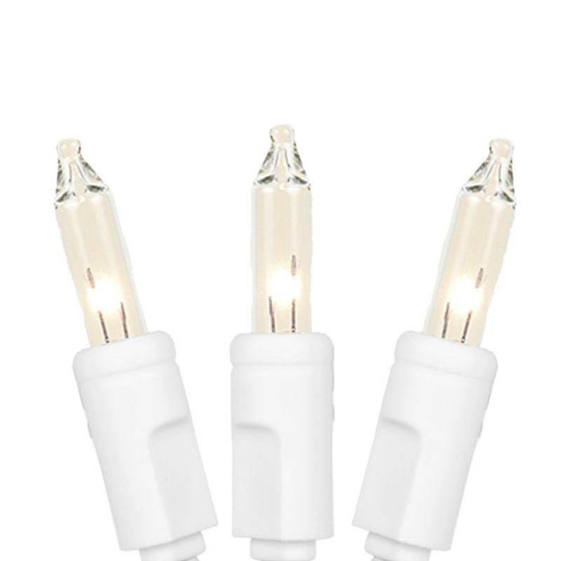 Novelty Lights 11 Feet 50 Bulb Incandescent Mini Lights, Clear with 2.5-Inch Spacing on White Wire, UL Listed for Indoor/Outdoor, Connectable