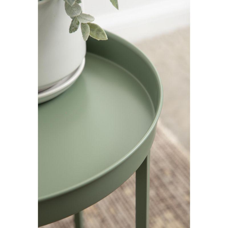 Kate and Laurel Deliah Round Metal Tea Table, 14.25x14.25x25.75, Green