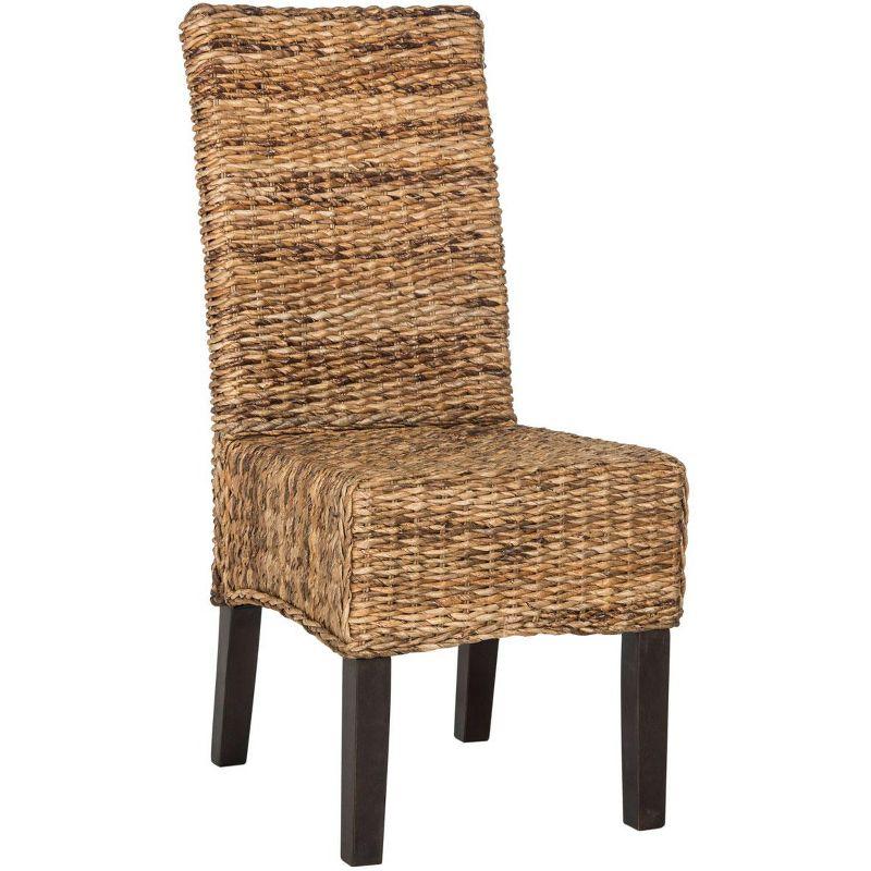 Transitional Woven Cane Side Chair in Natural Brown