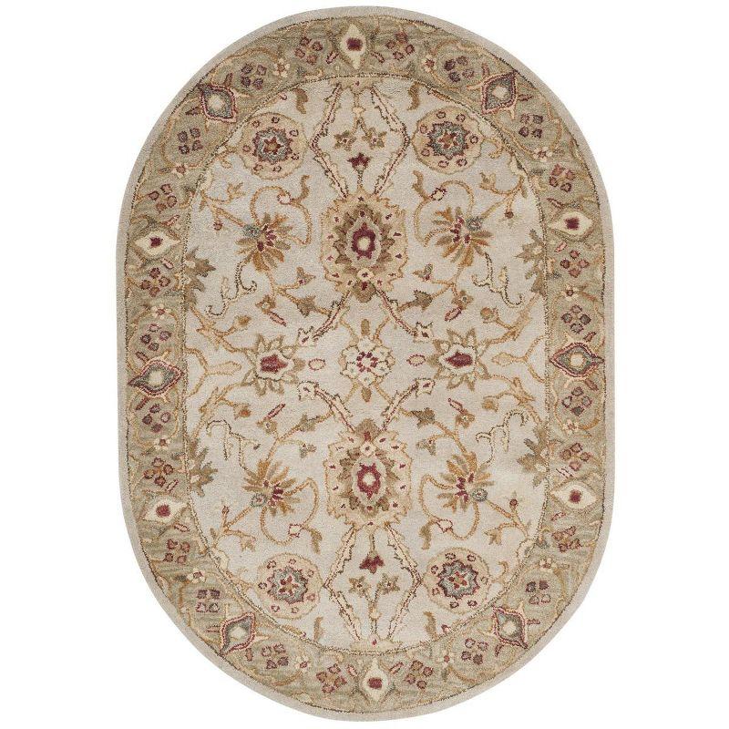 Elegant Heirloom Gray Wool 54" Oval Hand-Tufted Area Rug