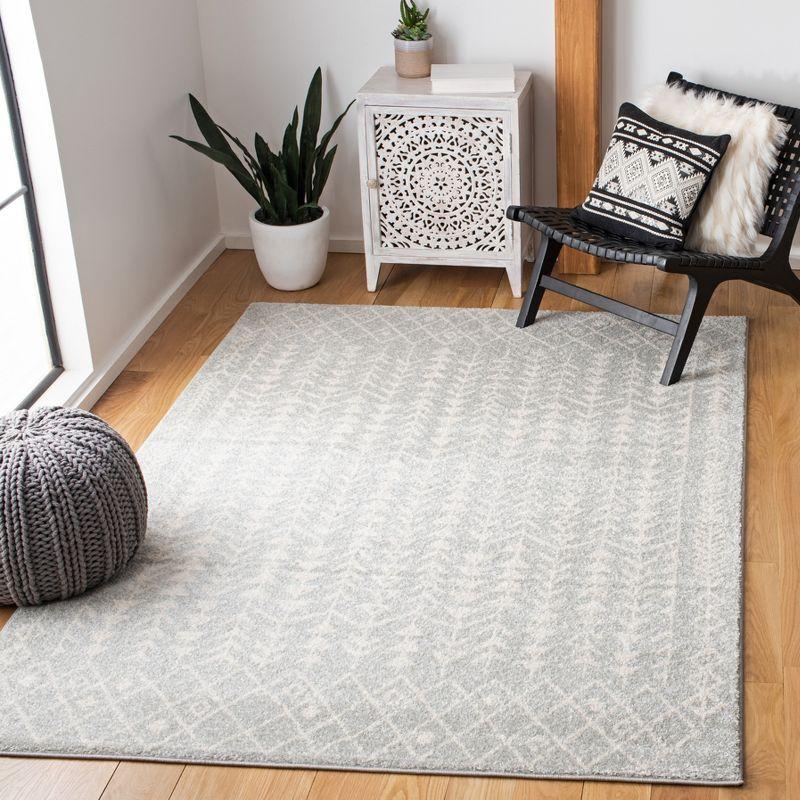 Reversible Light Grey/Ivory Synthetic 6' x 9' Area Rug