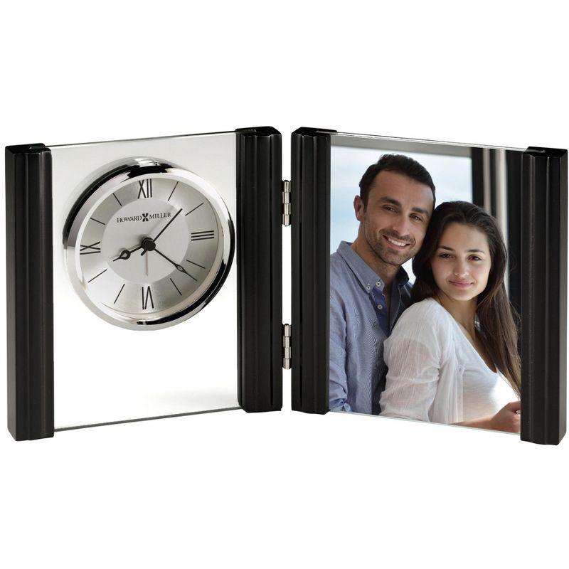 Donovan Modern & Contemporary Roman Numeral Quartz Movement / Crystal Tabletop Clock with Alarm in Silver/Black Satinwood