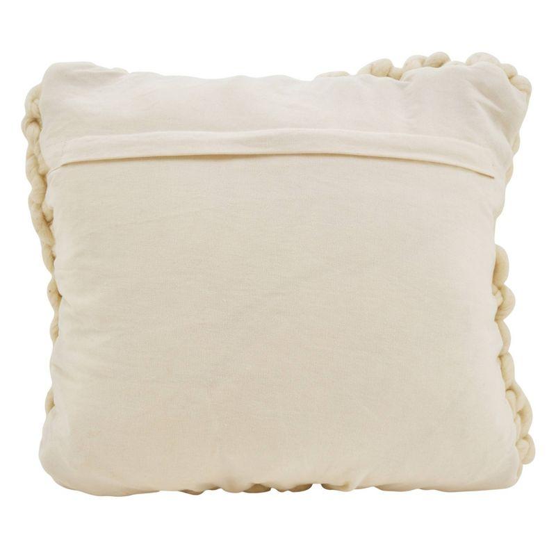 18"x18" Chunky Knit Square Throw Pillow Cover Ivory - Saro Lifestyle: Contemporary Style, Wool, Zipper Closure