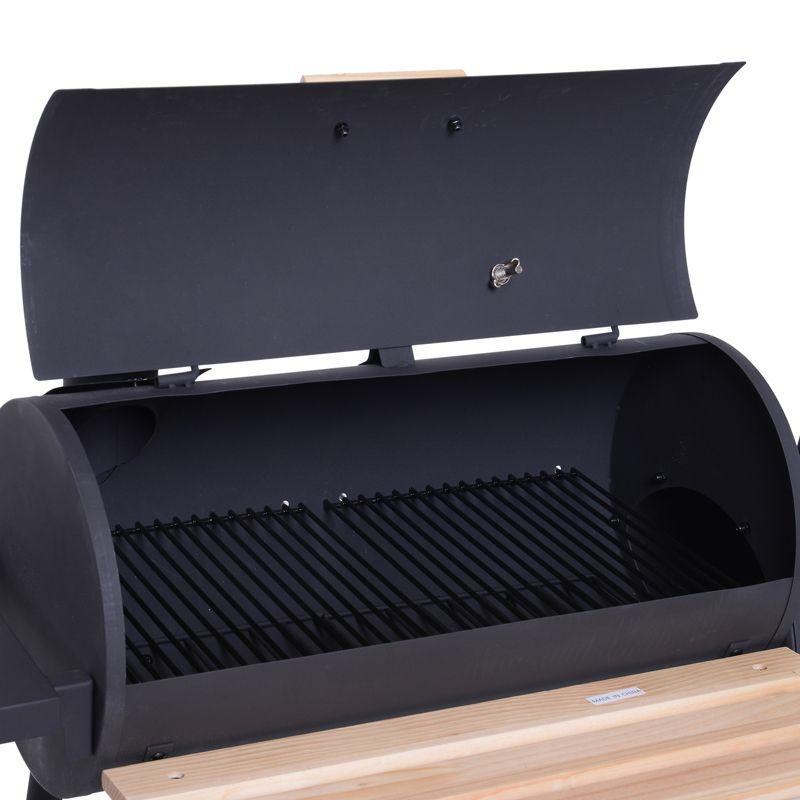 Outsunny 231 Sq.In. Steel Portable Backyard Charcoal BBQ Grill and Offset Smoker Combo with Wheels