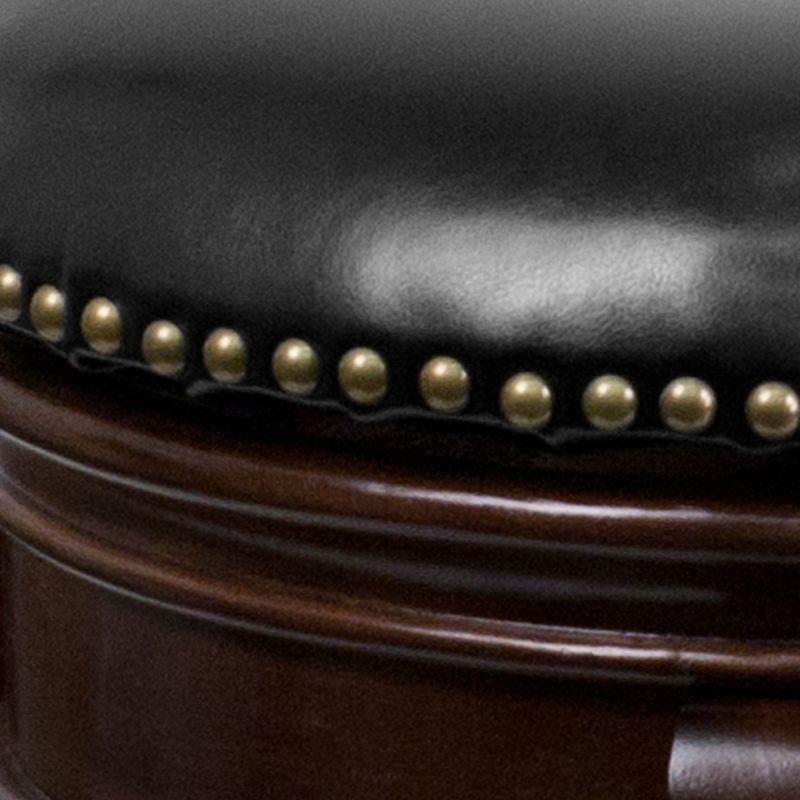 24'' Black Leather Swivel Saddle Wood Counter Stool