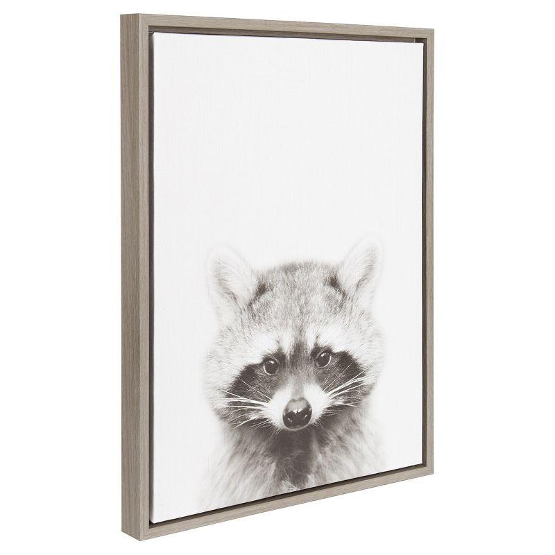 Raccoon Framed Kids' Canvas Art Gray (24"x18") - Uniek