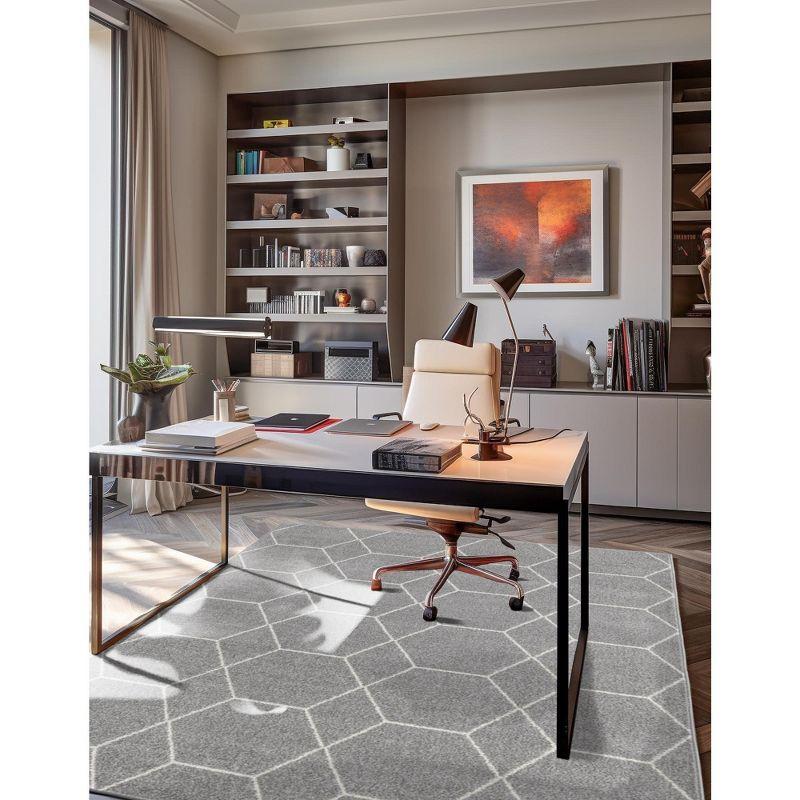 Light Gray 9' x 12' Synthetic Trellis Area Rug