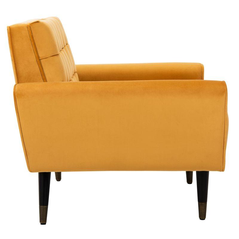 Marigold Velvet Tufted 33" Accent Chair with Black Wood Legs