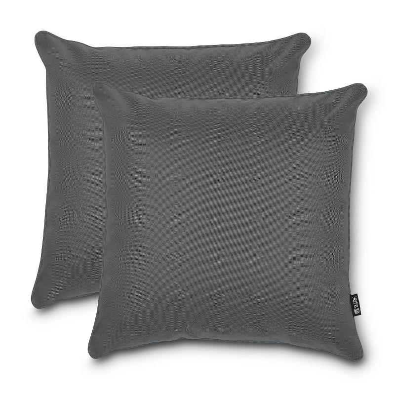 Montlake FadeSafe Light Charcoal Square Outdoor Pillow Set