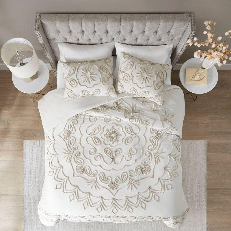 Violette 3 Piece Tufted Cotton Chenille Duvet Cover Set