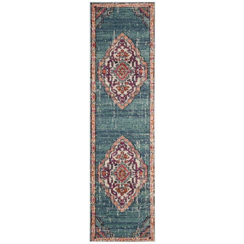 Monaco MNC254 Power Loomed Indoor Runner Rug - Blue/Multi - 2'2"x8' - Safavieh