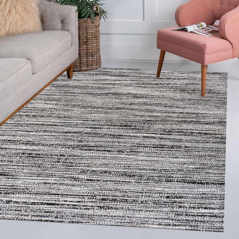 JONATHAN Y Loom Modern Strie'  Black/Gray 8 ft. x 10 ft. Area Rug