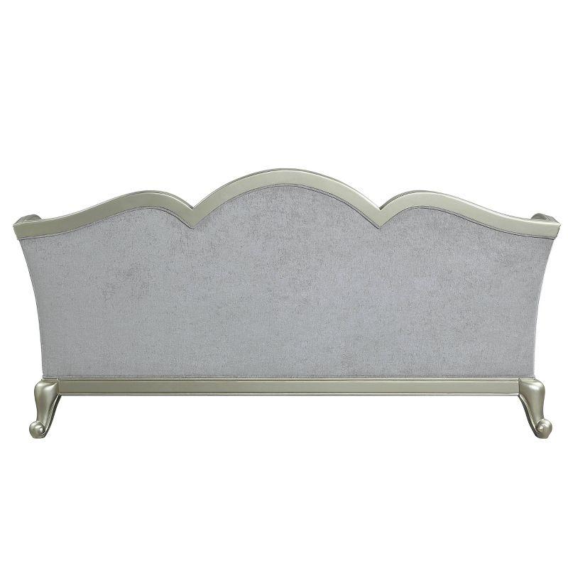 Elegant 85'' Light Gray Linen Sofa with Champagne Wooden Trim