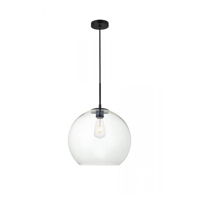 Elegant Lighting Baxter 1 Light Black Pendant With Clear Glass