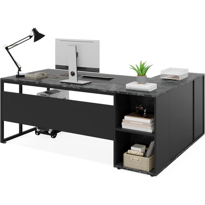 Tribesigns 70.86" Executive Desk, L-Shaped Office Desk with Storage Cabinet