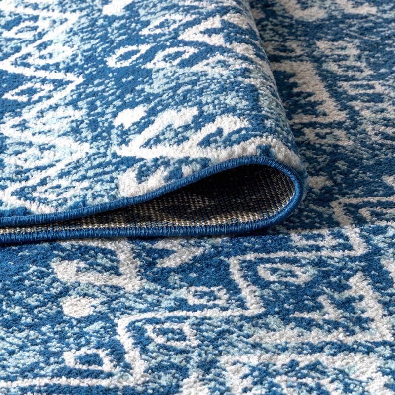 Blue and White Moroccan Boho Vintage Area Rug