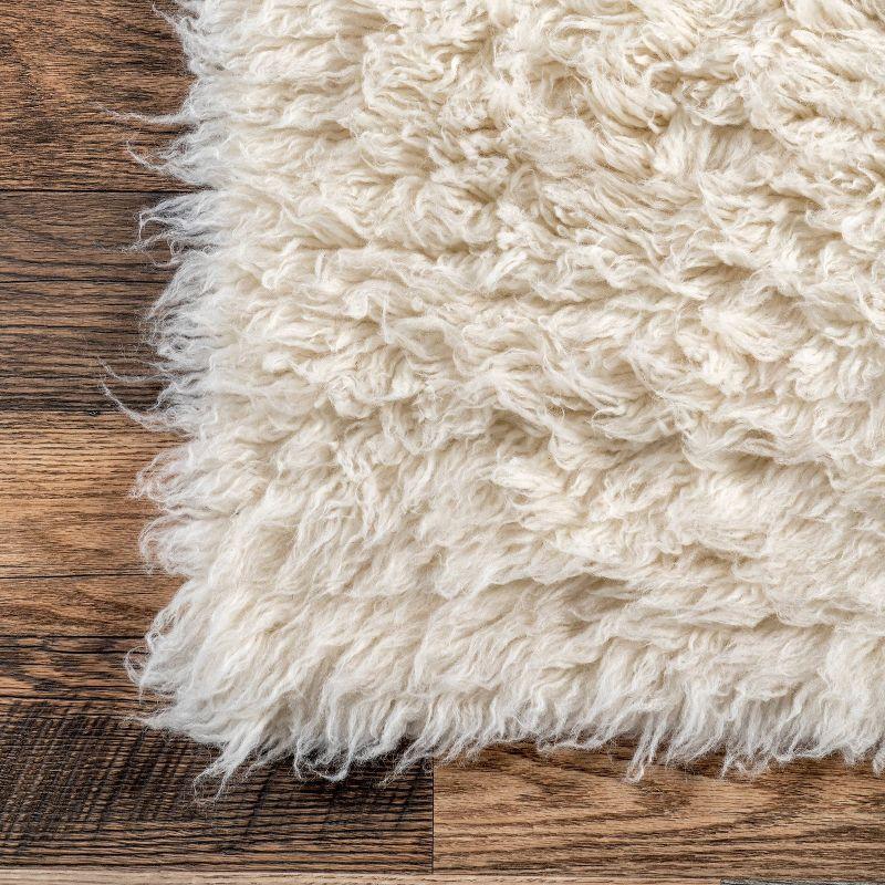 nuLOOM 8'x10' Elena Greek Flokati Shag Area Rug Cream: High Pile Wool, Solid Tufted Indoor Rug, No Backing