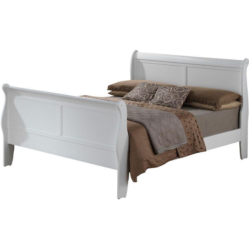 Elegant Full Double Platform Bed with Wood Headboard in White