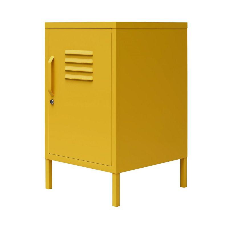 RealRooms Shadwick 1 Door Metal Locker Style Livingroom End Table, Mustard Yellow