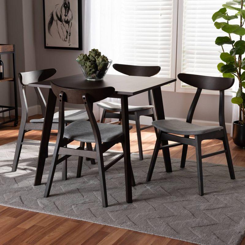 5pc Britte Fabric Upholstered Wood Dining Set  - Baxton Studio