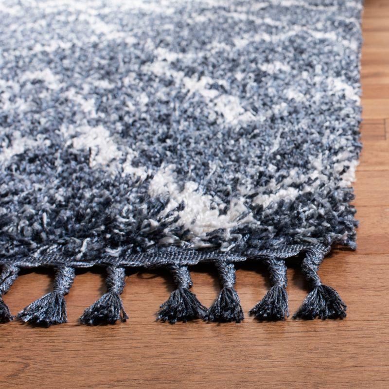 Pro Lux Shag PLX434 Power Loomed Indoor Area Rug - 5'x8' - Blue/Creme - Safavieh