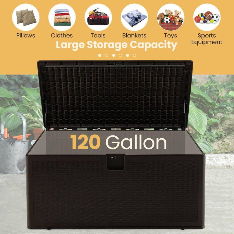 WELLFOR 120 gal Outdoor Waterproof Deck Box Brown